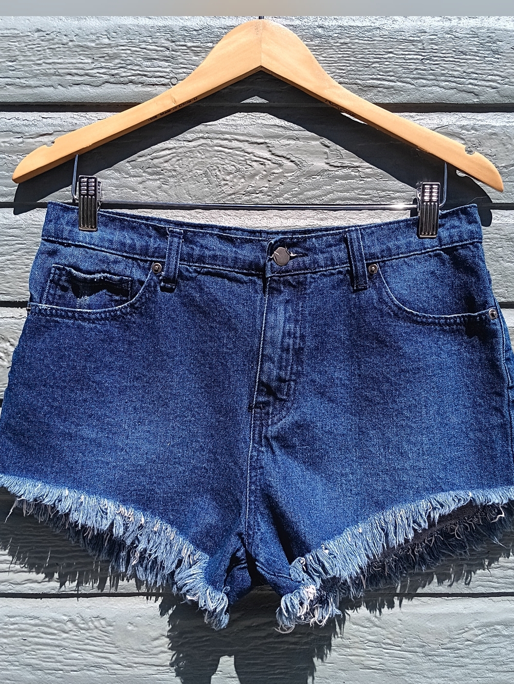 Forever 21 Dark Blue Denim Frayed Hem Shorts